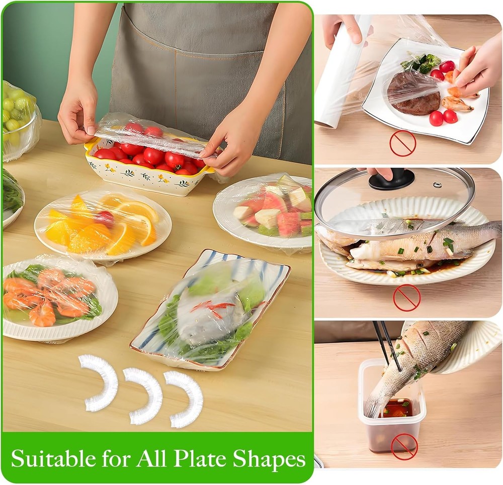 Bowl Covers Elastic - 100 Count - Reusable Plastic Bowl Covers