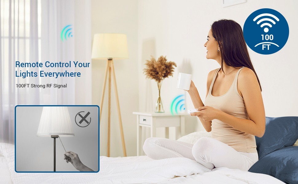 DEWENWILS Remote Control Light Socket with Dimmer, Wireless Light Switch, 100FT