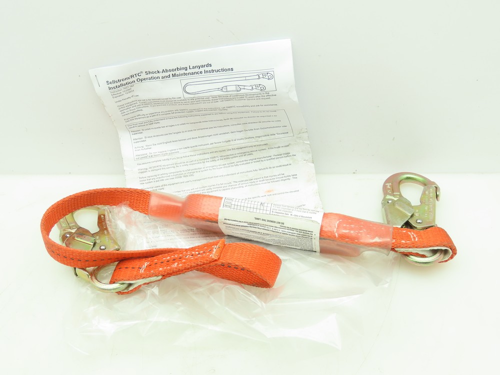 Sellstrom RTC 4' Poly Shock Absorbing Lanyard Snap Hook W/ Gate SP Shock Pack