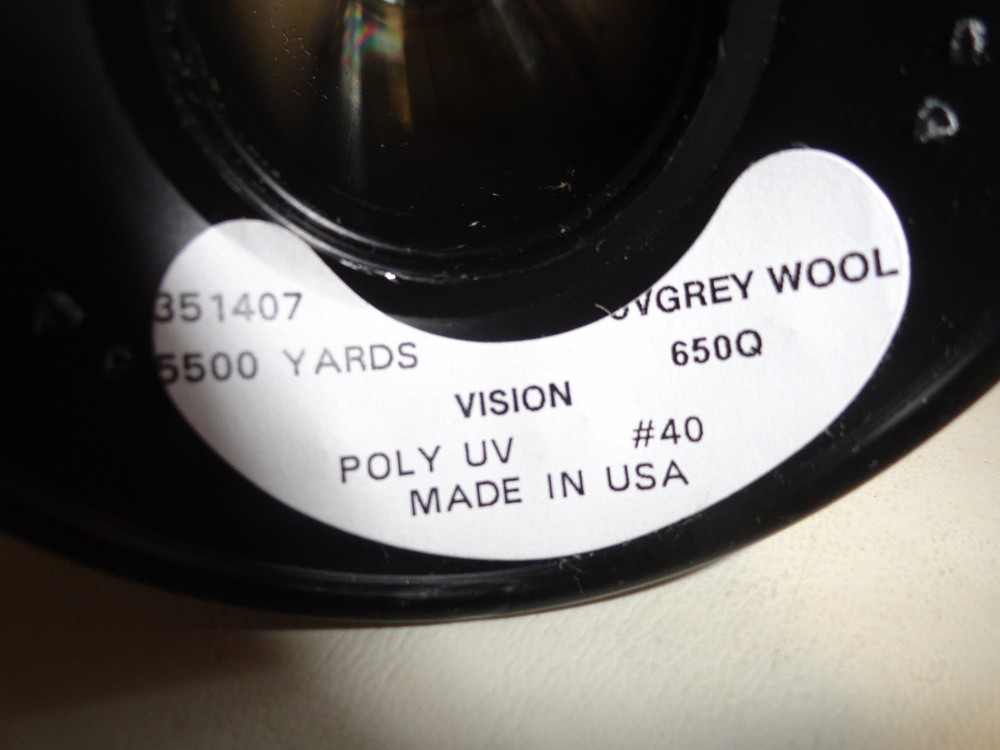 VISION POLY UV SEWING MACHINE THREAD SPOOL PAIR (2) 650Q GREY (5500 YARDS)