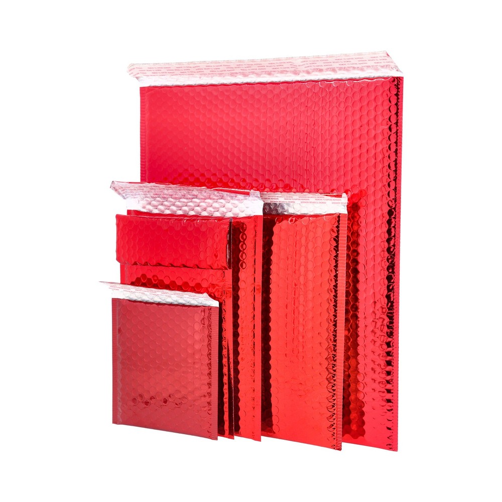 7" x 6.75" Red Poly Bubble Mailers Protective Mailing Envelopes - 500 Pieces