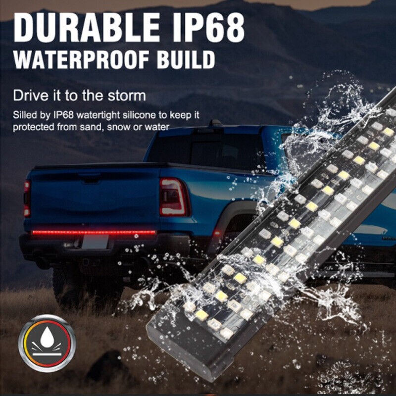 For Chevy Silverado LED Tailgate Light Bar 60" Triple Row 4 Row 6-Function Strip