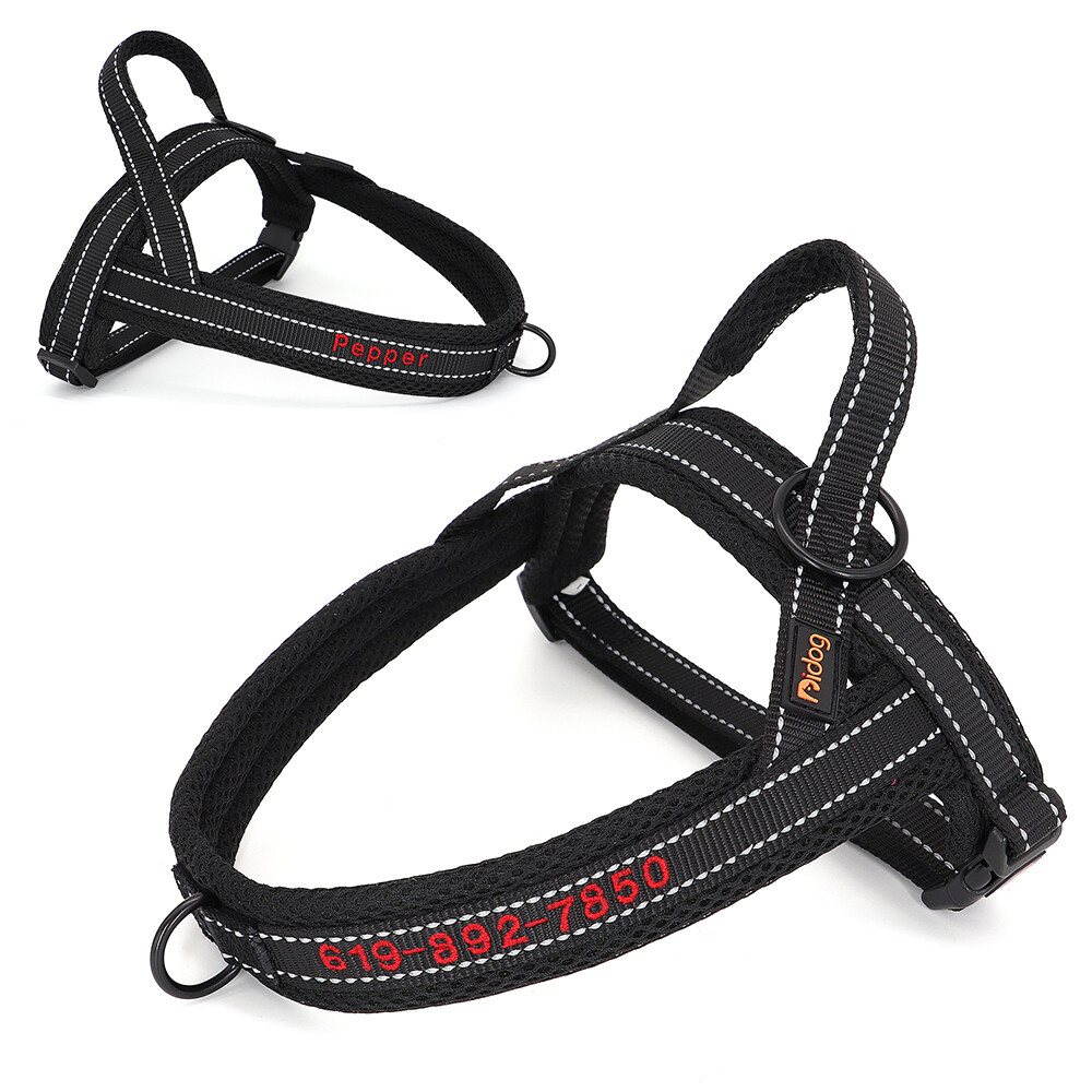 Personalized Embroidered Dog Harness Reflective Nylon No Pull Vest Custom Name