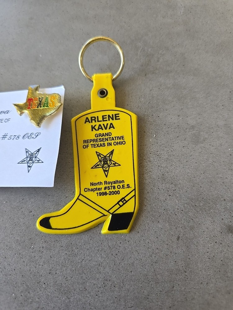 Vintage Texas State Shape Travel O.E.S. Lapel Hat Pin Button & Keychain 2000