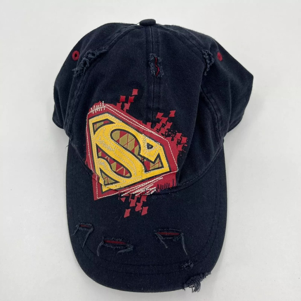 DC Comics Drew Pearson Strapback Hat Youth Size Blue Superman Logo Distressed