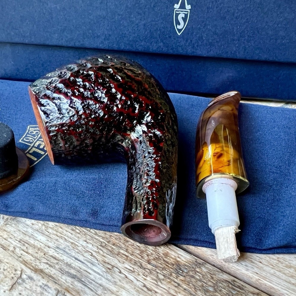 Savinelli Tortuga Rusticated Billiard (677 KS) 6mm Filter Pipe w/ Cap New