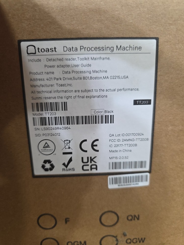 Toast Flex POS Terminal Data Processing Machine (TT203)