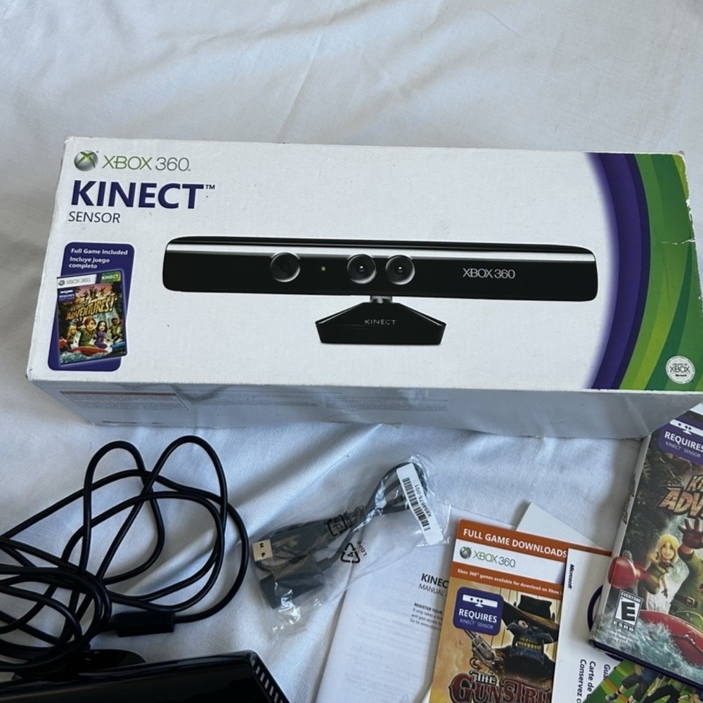 Microsoft Xbox 360 Kinect Sensor Model 1414 with Kinect Adventures Game Boxed