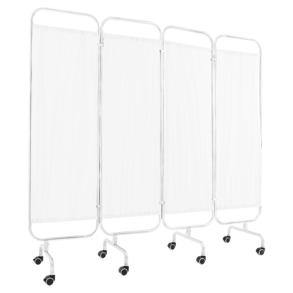 4 Panel Room Divider Rolling Folding Privacy Partition Screens Separation White