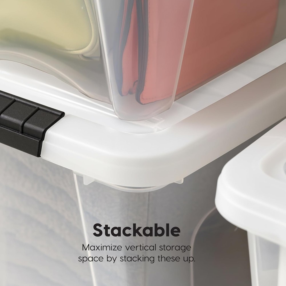 19 Qt Stackable Plastic Storage Bins with Lids, 6 Pack - BPA-Free, - See-Thr...