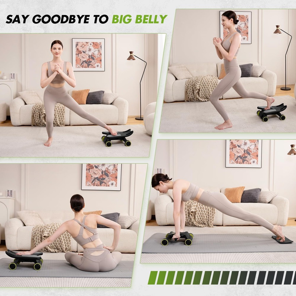 Ab Roller with Elbow Support, Core Workout Machine - 4 Wheels