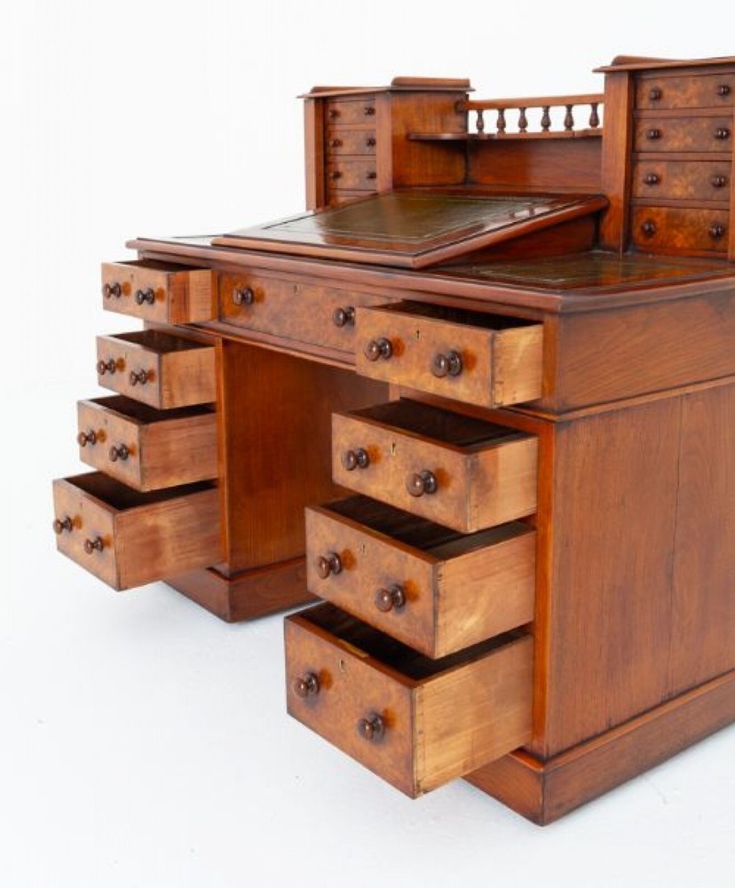 Victorian Dickens Desk Walnut Writing Table 1870