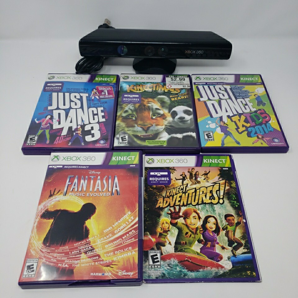 Xbox 360 Kinect Bundle - Sensor  & 5 Games Cleaned and Polished Discs