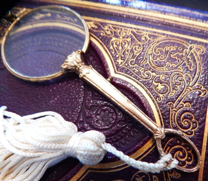 Antique Victorian Working Magnifying Folding Lorgnette Spectacles Eyeglasses
