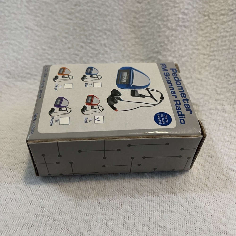 Pedometer FM Scanner Radio - Core Red w/Earbuds & Walking Program