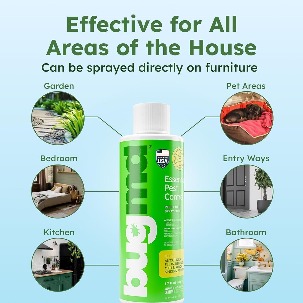 BugMD Pest Control Essential Oil Concentrate for Home Bed Bug Spray 3.7Oz 2PACK
