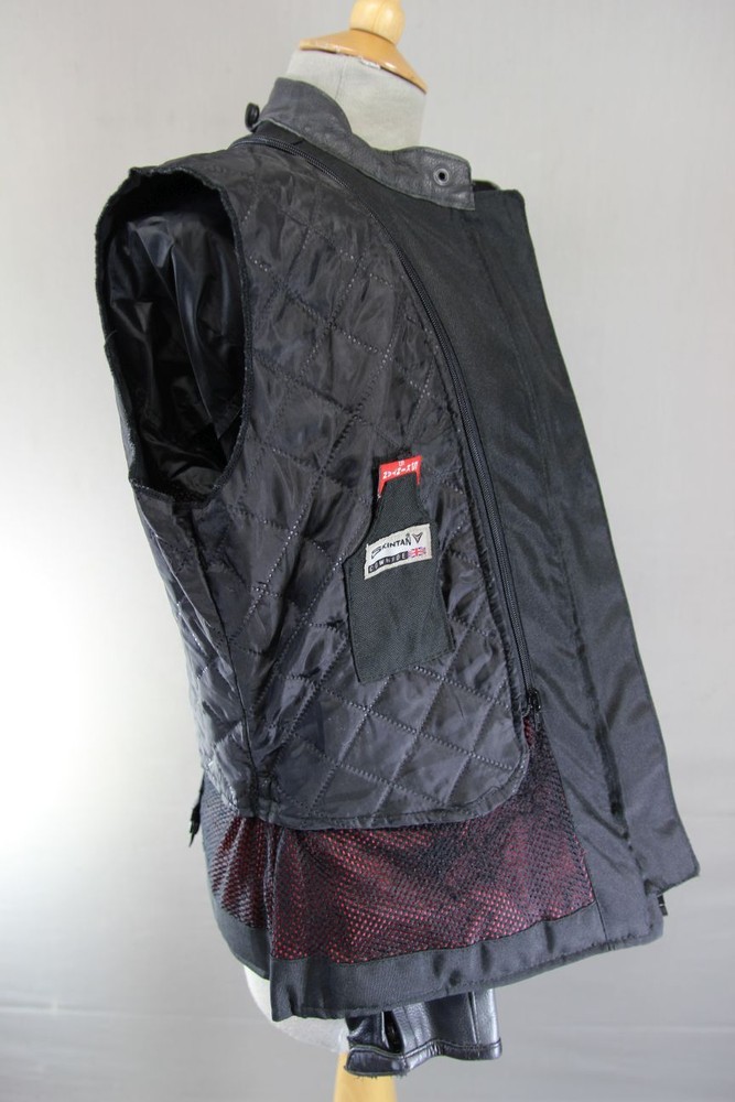 SKINTAN BLACK & SILVER COWHIDE LEATHER BIKER JACKET WITH THERMAL LINING: SIZE 14
