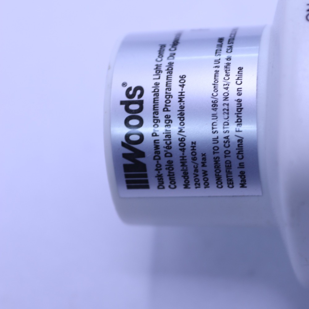 Woods 2-5-8 Hour Photocell Control Light Socket Timer, White