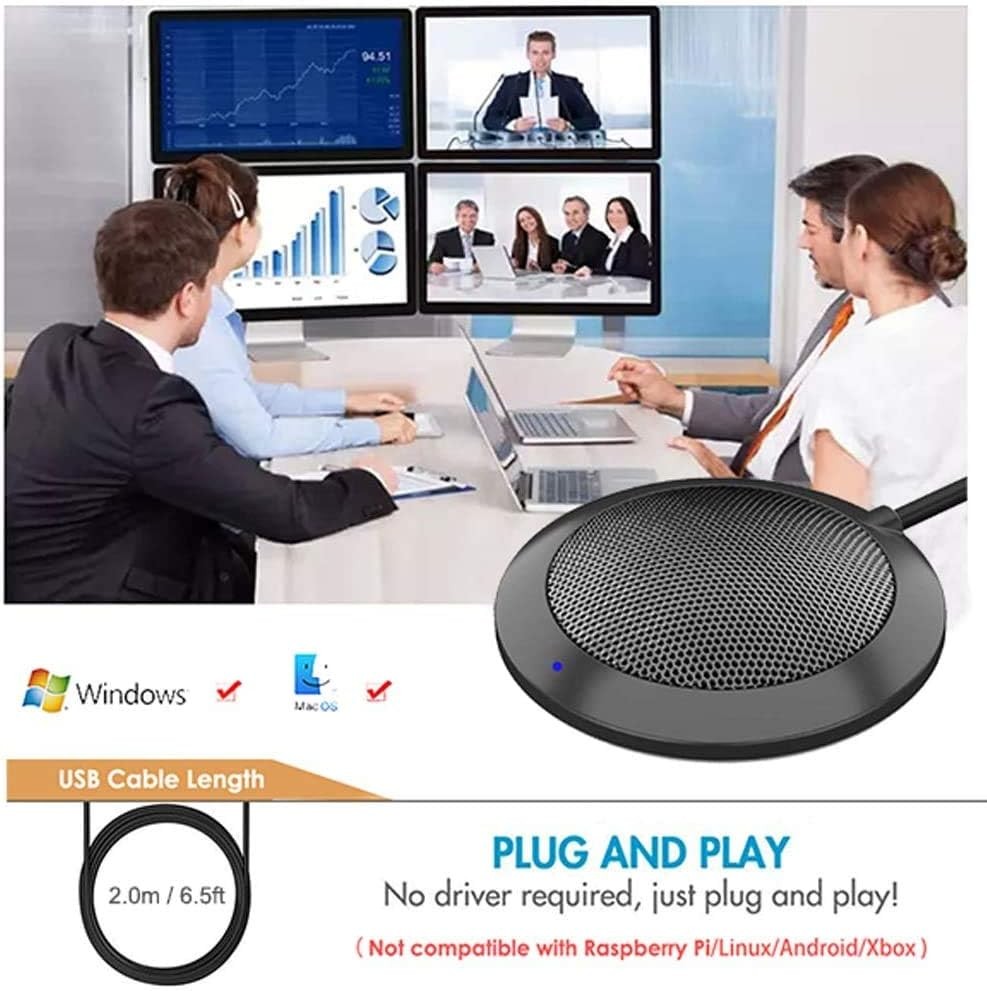 Conference USB Microphone, Computer Desktop Mic with LED Indicator, Plug & Play