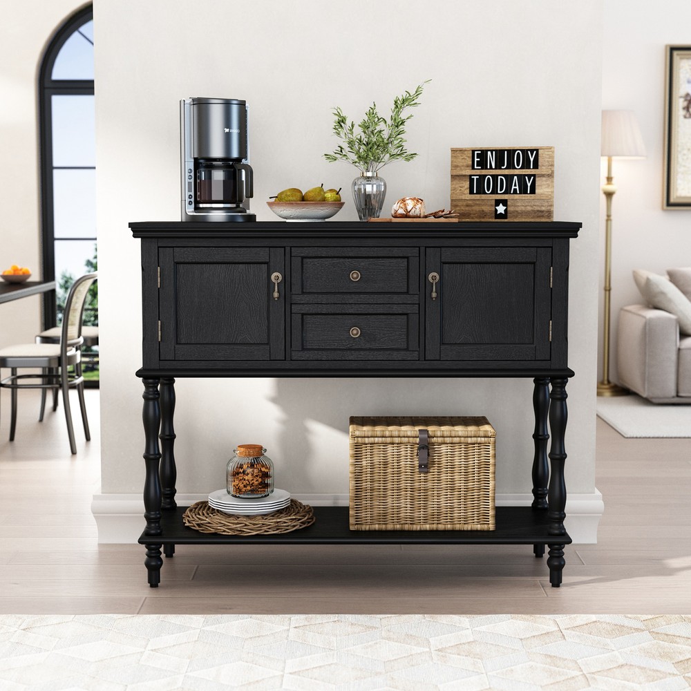 Sideboard Storage Dining Buffet Cabinet Console Table with Shelf&Drawers Black