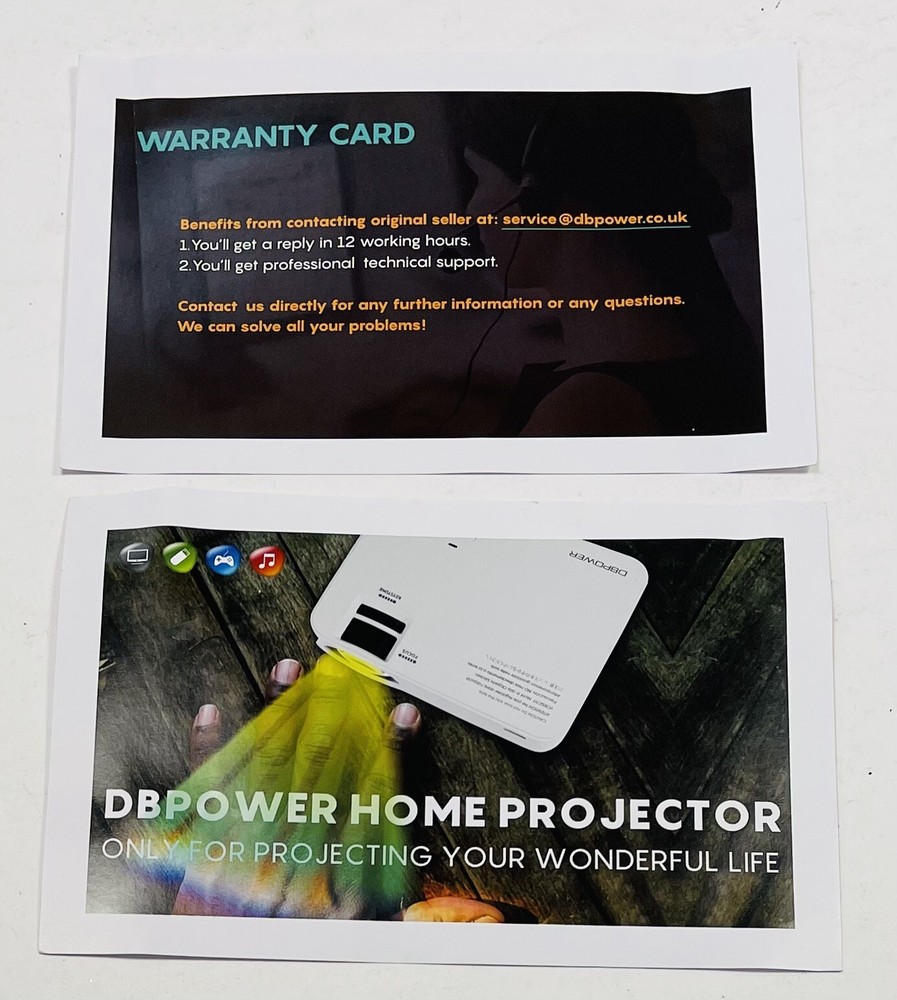 DBPOWER LED Light Source Smart Mini Projector Model T20 SKU: PJ0703 Tested EUC