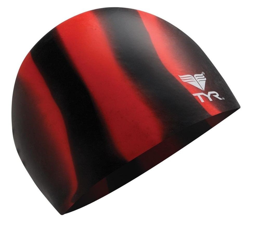 TYR Multi Silicone Cap, Black/Red One Size,