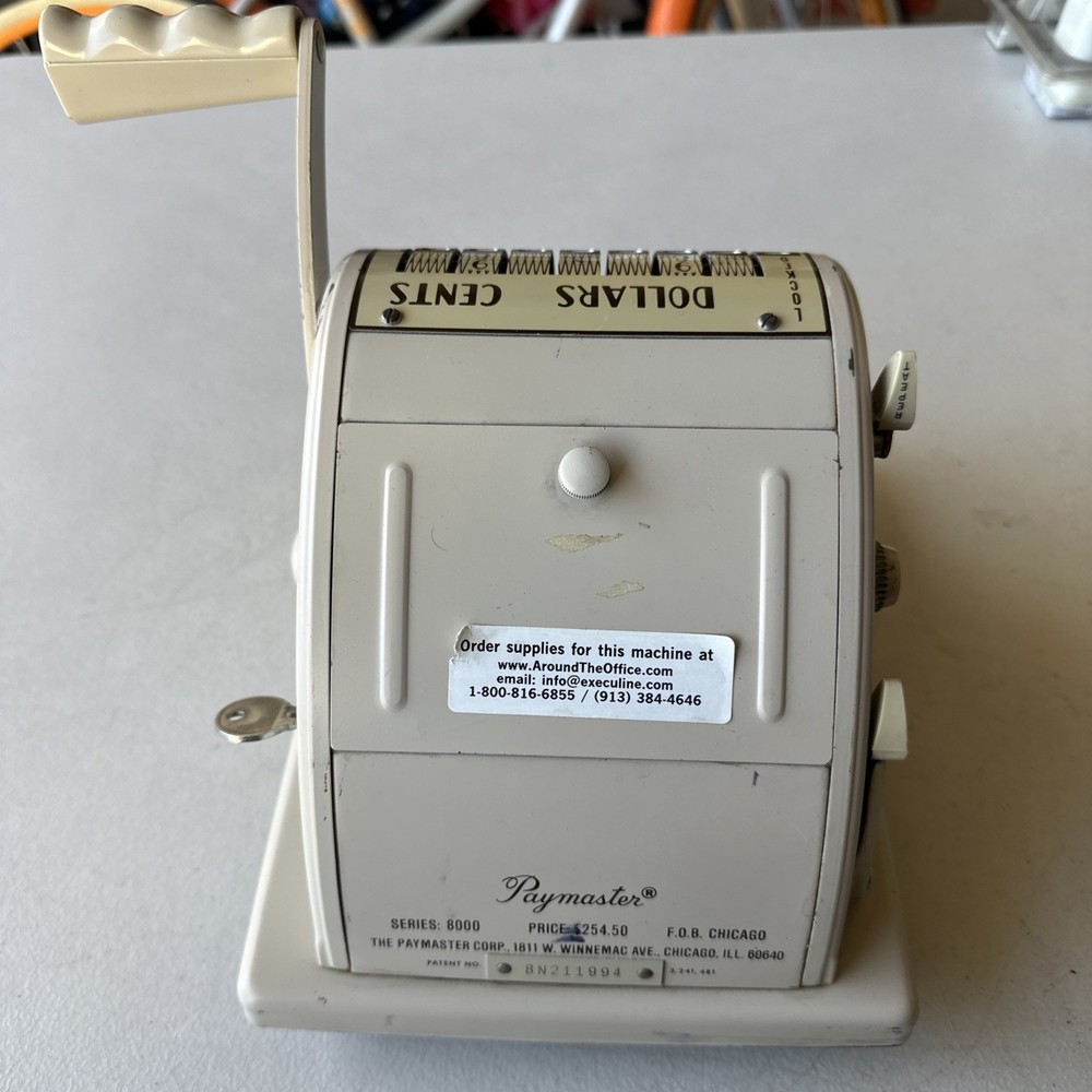 Paymaster 8000 Check Writer Beige w/key