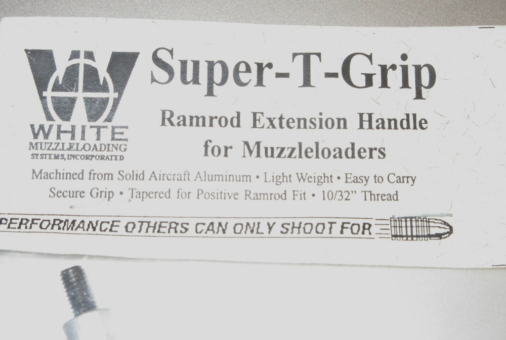 White Super T Grip Ramrod Extension Handle Muzzleoader 10/32 Thread NIP