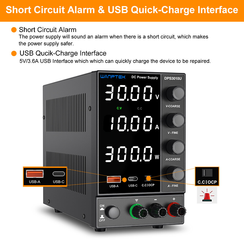 Wanptek DPS 30V 0~5A 10A Adjustable Lab DC Power Supply Bench Switching Variable