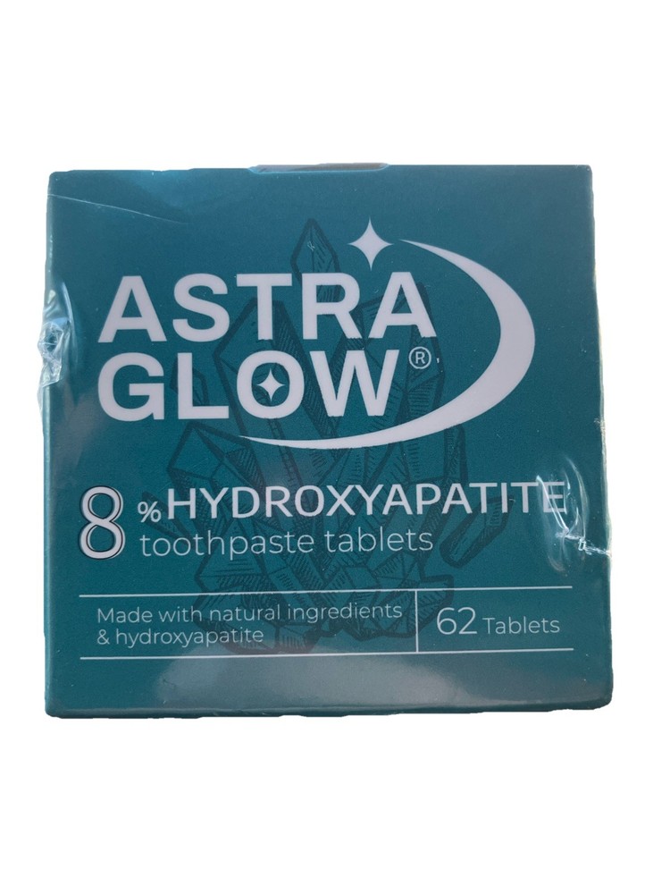 (2x) Astra Glow 8% Hydroxyapatite Toothpaste Tablets Exp 2028 62 Tablets Natural