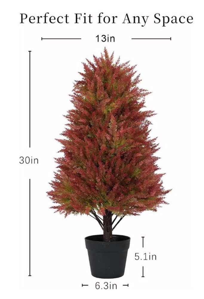 30" Fall Artificial Cedar Topiary Tree-2 Available