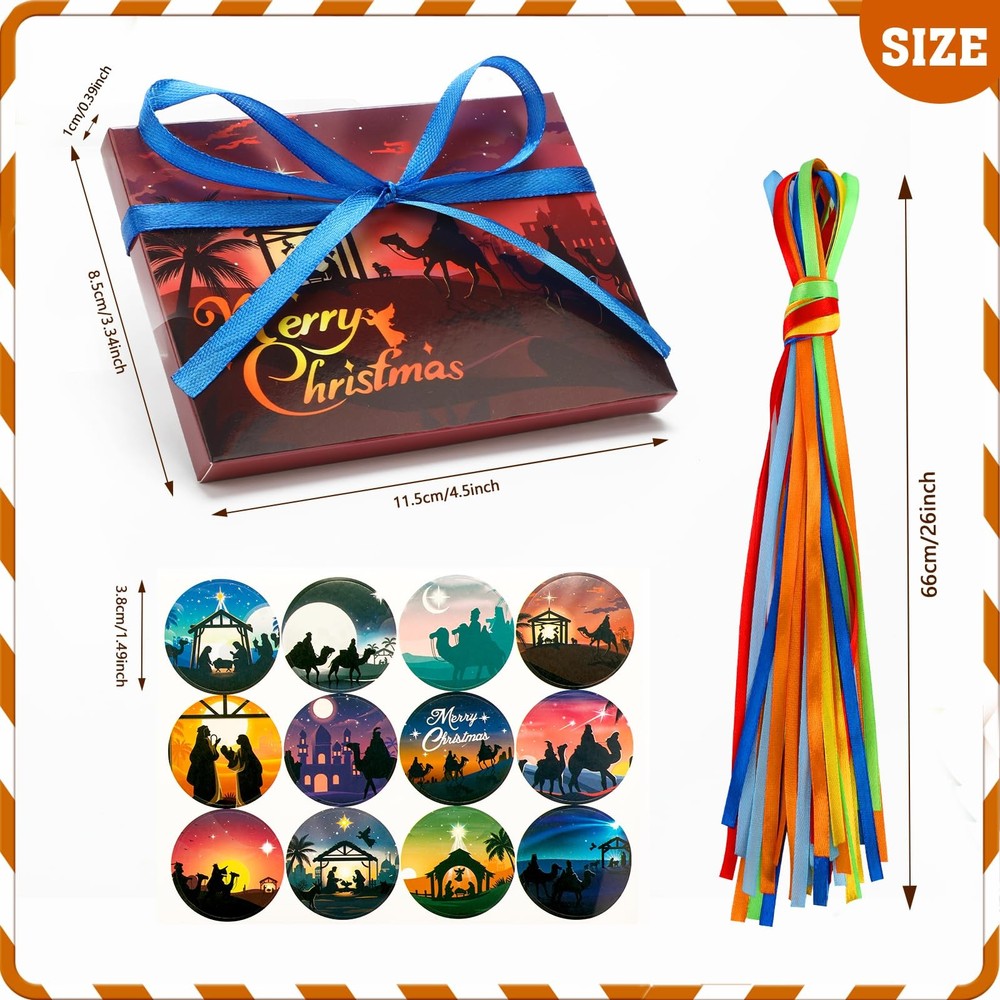 36 PCS Religious Christmas Gift Boxes with Ribbon,Decorative Wrapped Envelope...