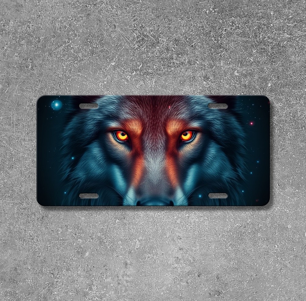 Hyperrealistic Wolf License Plate Your Text Vanity Plate Special Gift