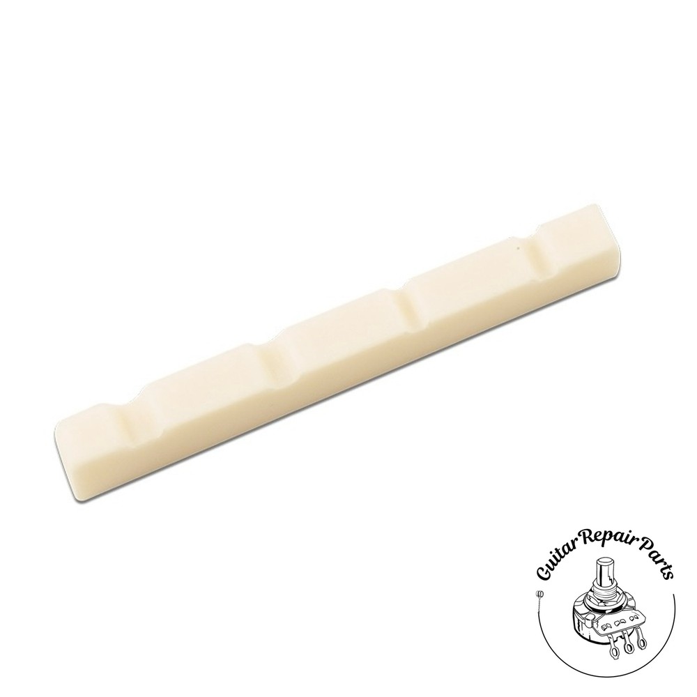 Slotted Bone Nut For Precision Bass, Flat Bottom, 42mm  - Bleached Bone