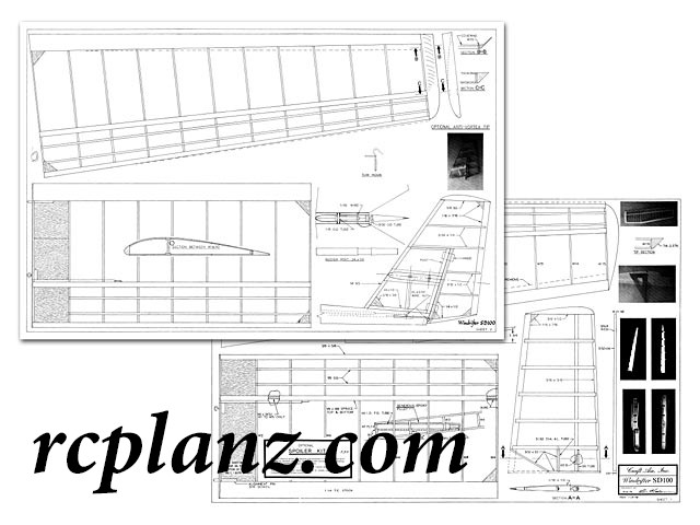 R/C AIRPLANE PLANS & PATTERNS: Windrifter SD100 100" Wingspan - RC Glider