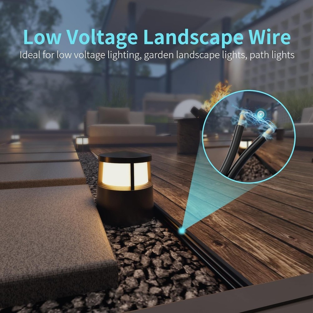Electrical Wire 2 Conductors Black Cable Hookup LED Lighting Strips Flexible