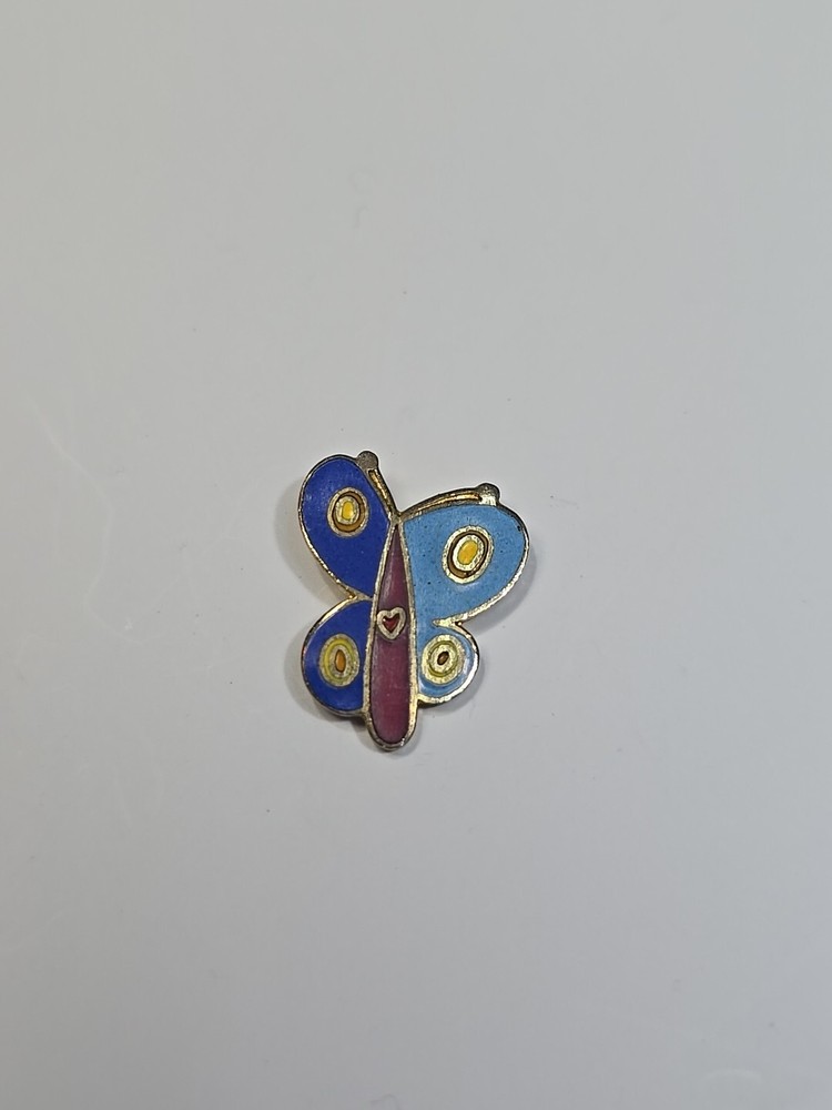Stylized Blue Butterfly With Yellow Spots Lapel Pin