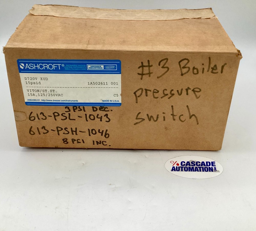 ASHCROFT DIFFERENTIAL PRESSURE SWITCH D720V XUD 15 PSID