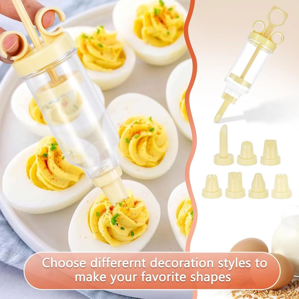 3 Pack Deviled Egg Containers with Lid and 8 Pcs Deviled Egg Injector Piping Too