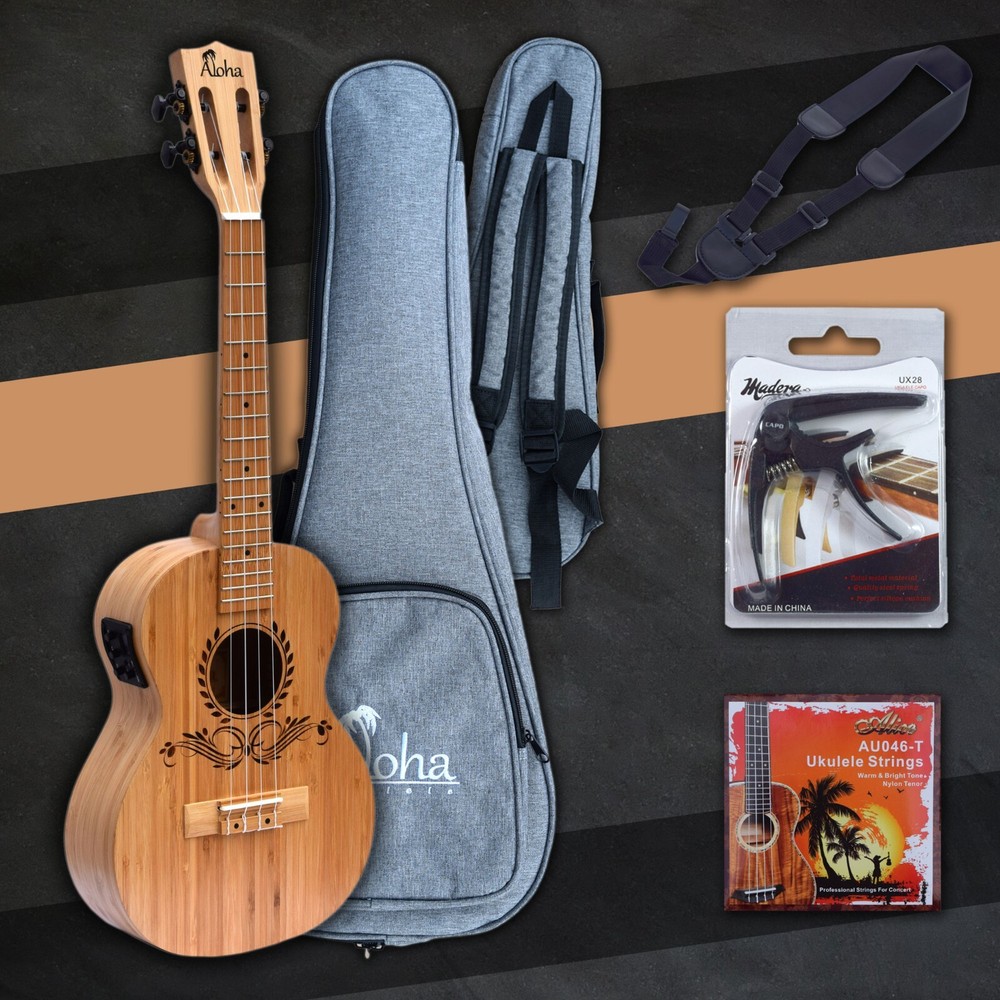 Ukulele Solid Bamboo Wood, Accessories (Canadian Brand)