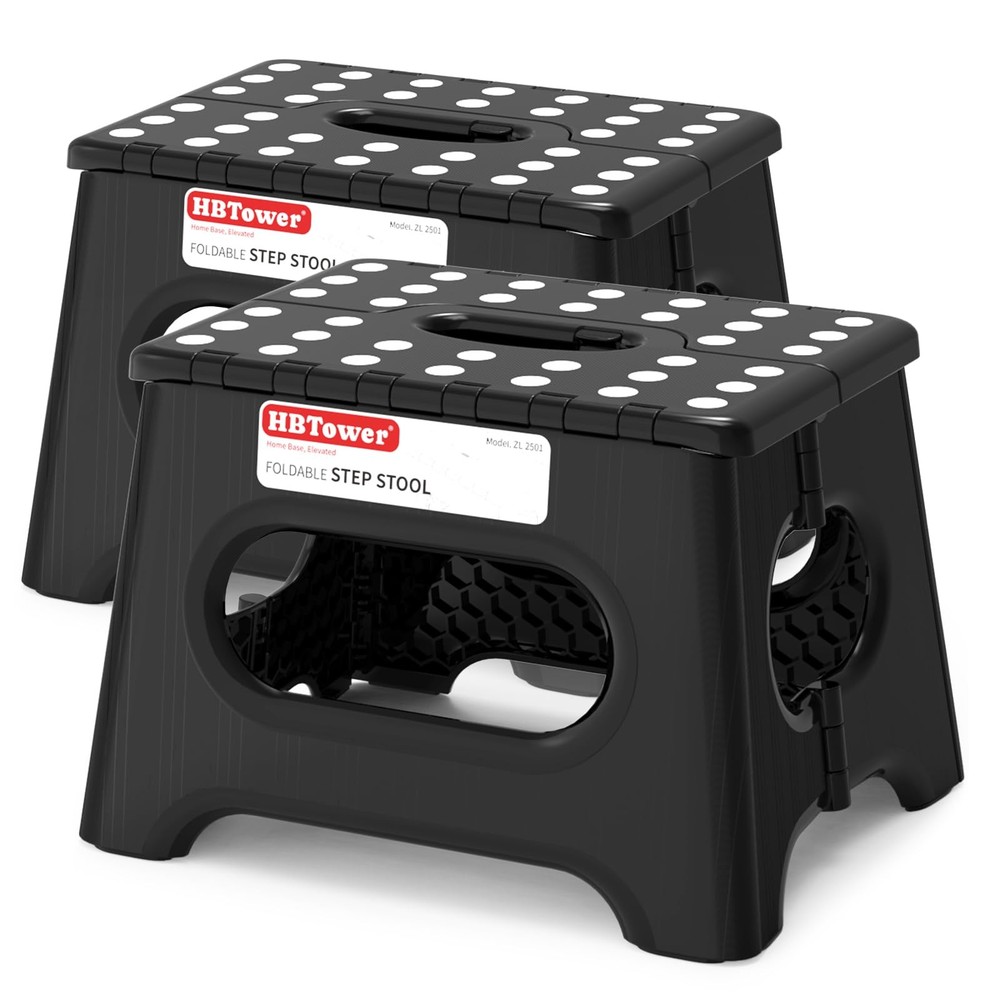 Folding Step Stool 9 Inch - Holds 600 lb, Non-Slip Surface & Carry Handle - S...