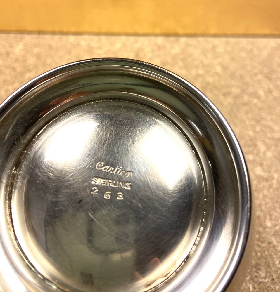 Cartier Sterling Silver Bowl With Cobalt Insert