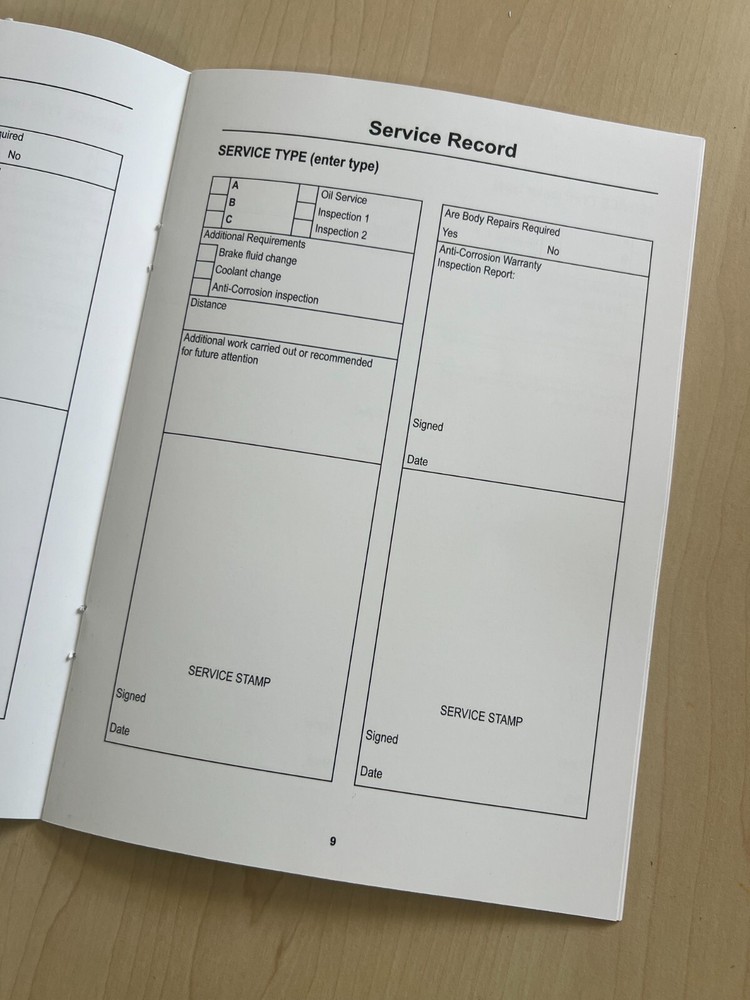 Mazda MX5 Service History Book Blank