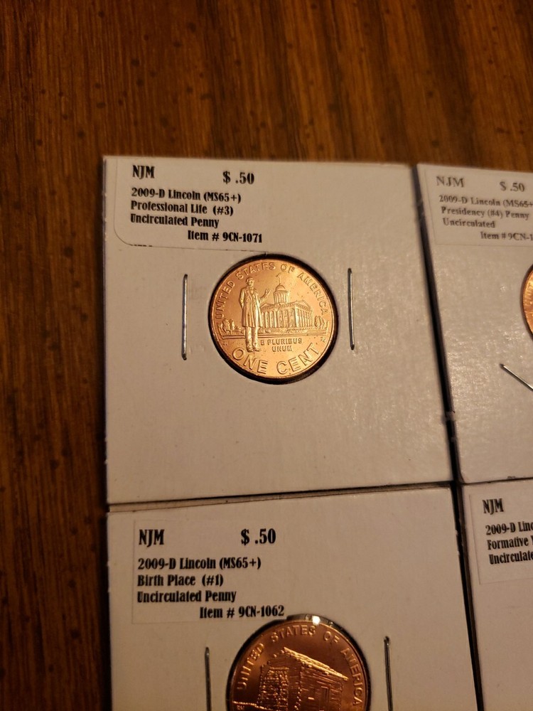 2009 D Lincoln Cent PCGS MS65RD Penny Gold Shield 4 Coin Set