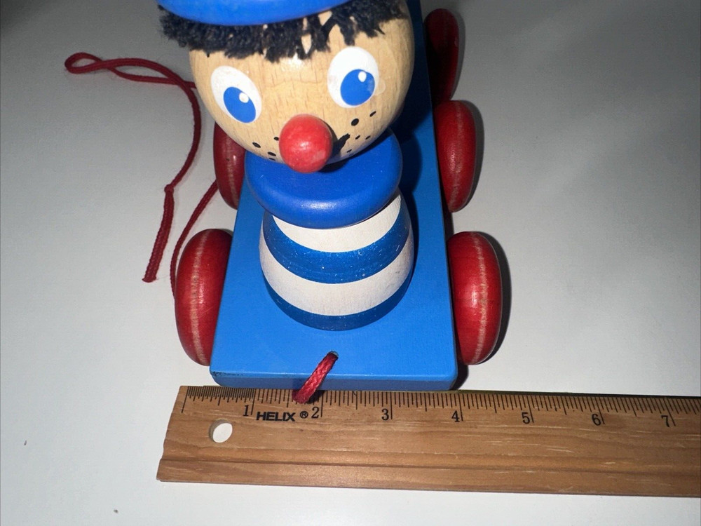 Wooden Pull Toy - Blue & White Bobbing Sailor Boys - HTF