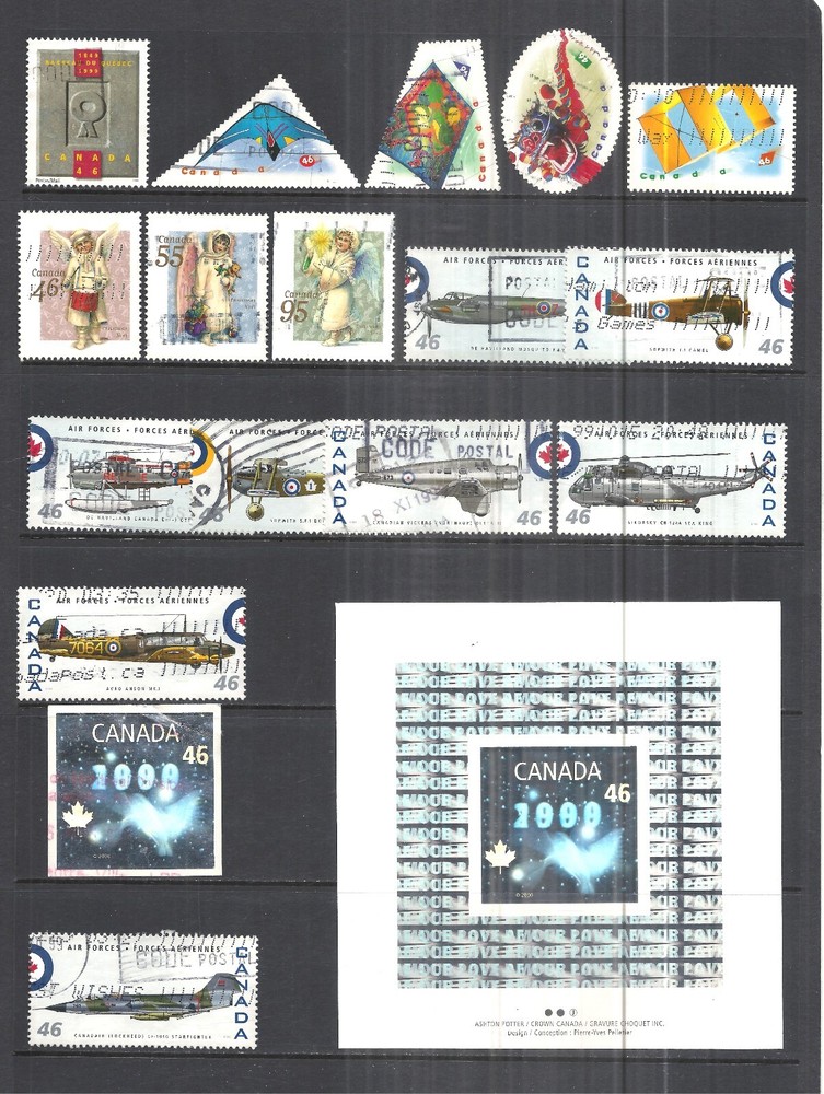 CANADA     VARIOUS MINT NEVER HINGED & USED ISSUES    1999 (B)