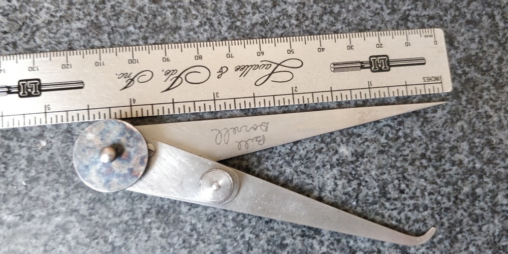 NICE Starrett No.242  4” Lock-Joint Hermaphrodite Caliper with Solid Point 242-4