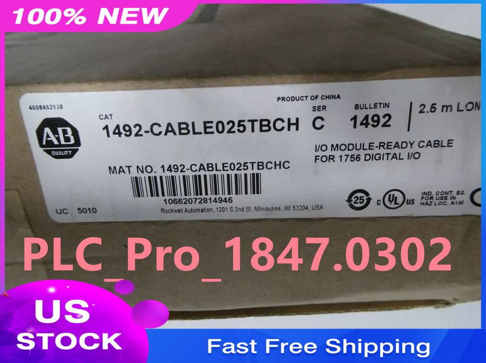 1PCS NEW Allen Bradley 1492-CABLE025TBCH I/o Module Ready Cordset Cable 2.5m