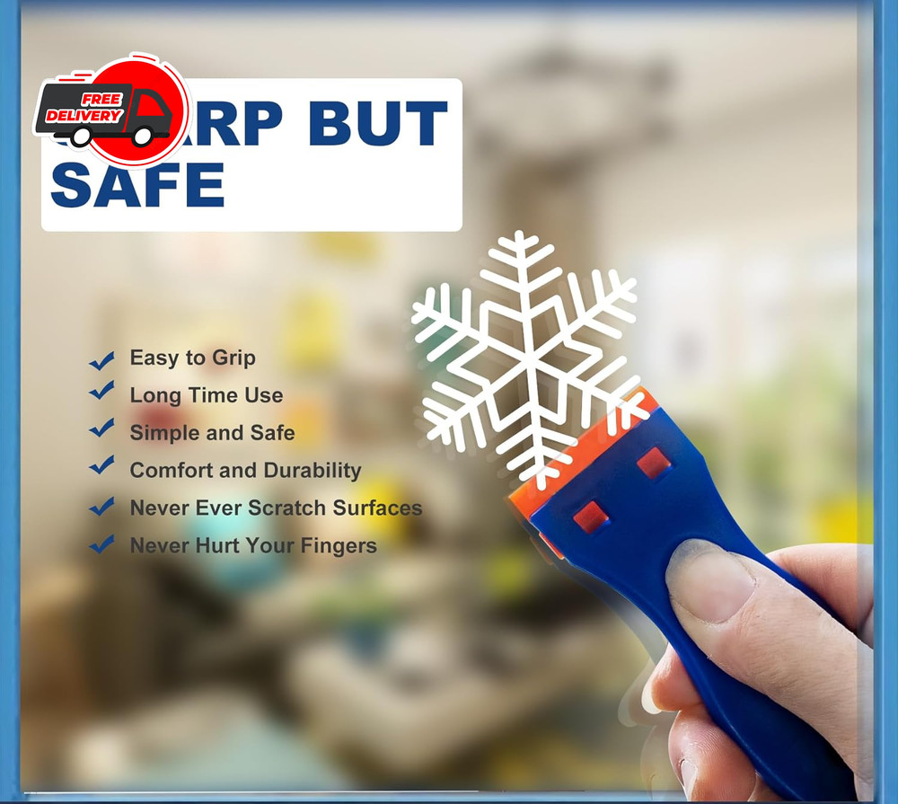 Plastic Razor Blade Scraper Tool, 6 Pcs Razor Scraper with 60 Pcs Plastic Blades