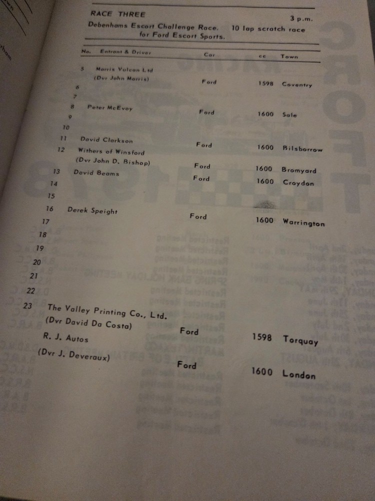 Official programme Croft Autodrome Race Meeting easter Monday 27th March 1978